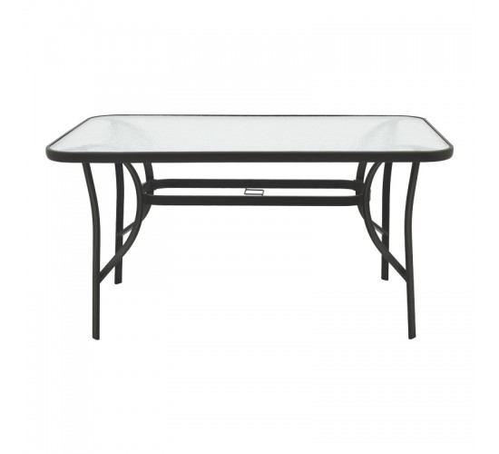Τραπεζαρία Obbi-Ensure 5τεμ μέταλλο-γυαλί σε μαύρη απόχρωση 140x80x70εκ Υλικό: METAL D: 24MM - GLASS 130-000163
