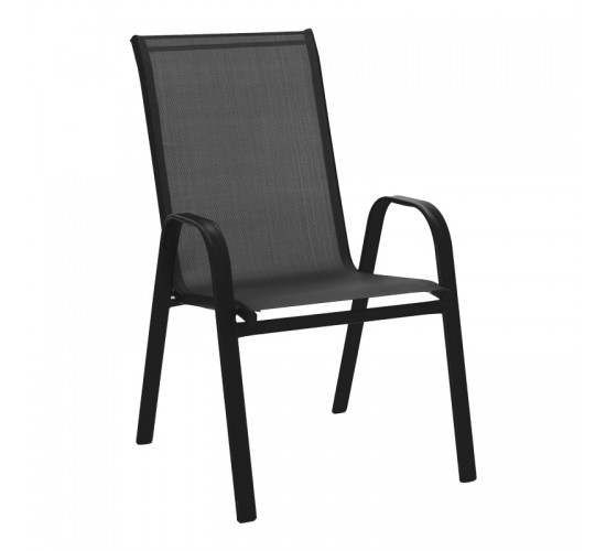 Τραπεζαρία Calan-Ensure 5τεμ μέταλλο-γυαλί σε μαύρη απόχρωση 140x80x70εκ Υλικό: METAL D: 24MM - GLASS 130-000164