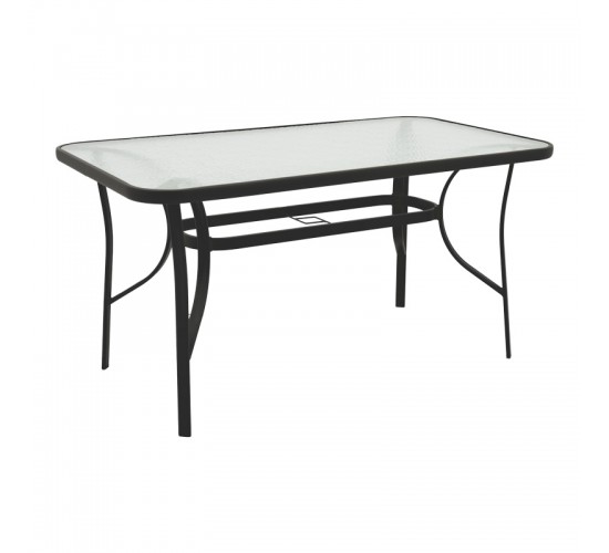 Τραπεζαρία Calan-Ensure 5τεμ μέταλλο-γυαλί σε μαύρη απόχρωση 140x80x70εκ Υλικό: METAL D: 24MM - GLASS 130-000164