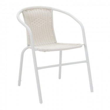 Τραπεζαρία Obbi-Ensure 5τεμ μέταλλο-γυαλί σε λευκή απόχρωση 120x70x70εκ Υλικό: METAL D: 24MM - GLASS 130-000167