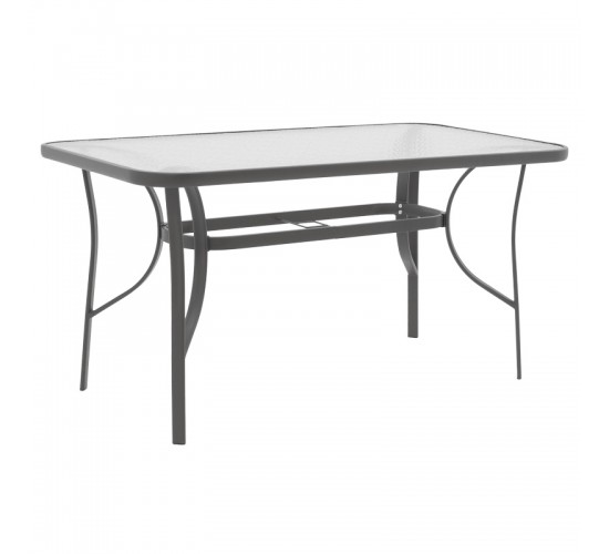 Τραπεζαρία Ensure-Lindaria σετ 5τεμ μέταλλο-γυαλί σε ανθρακί απόχρωση 140x80x70εκ Υλικό: METAL 24x0.8MM - METAL D: 24MM - GLASS 130-000173