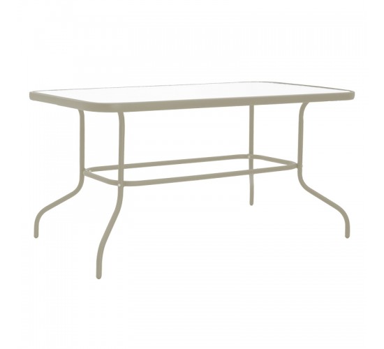 Τραπεζαρία Valor-Lindaria σετ 5τεμ μέταλλο σε σαμπανιζέ και pe rattan σε φυσική απόχρωση 110x60x70εκ Υλικό: METAL D: 24MM - GLASS 130-000176