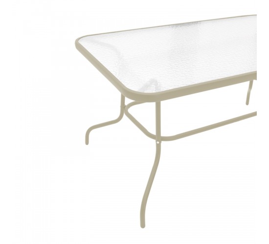 Τραπεζαρία Valor-Lindaria σετ 5τεμ μέταλλο σε σαμπανιζέ και pe rattan σε φυσική απόχρωση 110x60x70εκ Υλικό: METAL D: 24MM - GLASS 130-000176