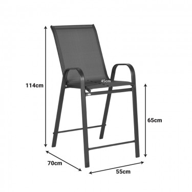 Σκαμπό μπαρ μεσαίου ύψους Calan σκούρο καφέ μέταλλο-textilene σε καφέ απόχρωση 55x70x114εκ Υλικό: TEXTILENE - TUBE 42X14 MM 130-000198