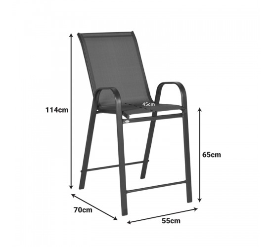 Σκαμπό μπαρ μεσαίου ύψους Calan σκούρο καφέ μέταλλο-textilene σε καφέ απόχρωση 55x70x114εκ Υλικό: TEXTILENE - TUBE 42X14 MM 130-000198