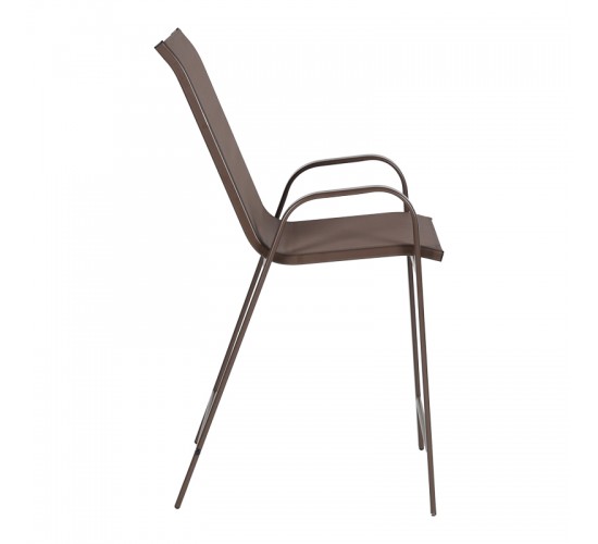 Σκαμπό μπαρ μεσαίου ύψους Calan σκούρο καφέ μέταλλο-textilene σε καφέ απόχρωση 55x70x114εκ Υλικό: TEXTILENE - TUBE 42X14 MM 130-000198