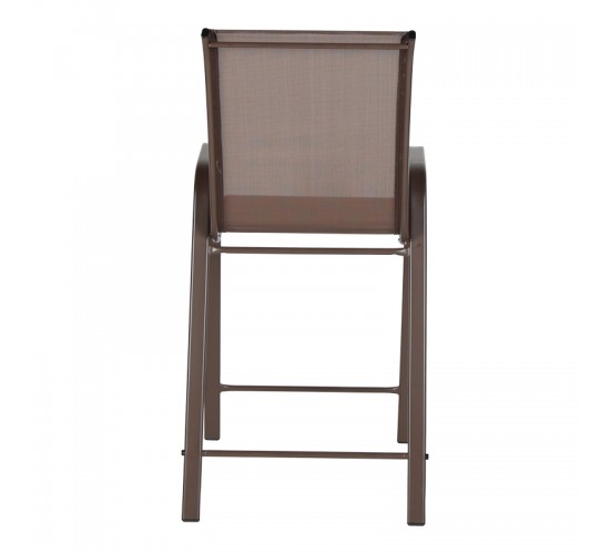Σκαμπό μπαρ μεσαίου ύψους Calan σκούρο καφέ μέταλλο-textilene σε καφέ απόχρωση 55x70x114εκ Υλικό: TEXTILENE - TUBE 42X14 MM 130-000198