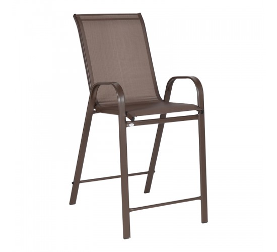 Σκαμπό μπαρ μεσαίου ύψους Calan σκούρο καφέ μέταλλο-textilene σε καφέ απόχρωση 55x70x114εκ Υλικό: TEXTILENE - TUBE 42X14 MM 130-000198