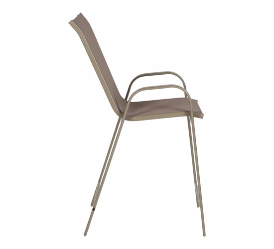 Σκαμπό μπαρ μεσαίου ύψους Calan σαμπανιζέ μέταλλο-textilene σε ανοιχτή καφέ απόχρωση 55x70x114εκ Υλικό: TEXTILENE - TUBE 42X14 MM 130-000199