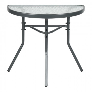 Τραπέζι ημικυκλικό Bion γυαλί-μέταλλο σε ανθρακί απόχρωση 70x40x65εκ Υλικό: WATER WAVE TEMPERED GLASS - TUBE 24X0.8MM 130-000200