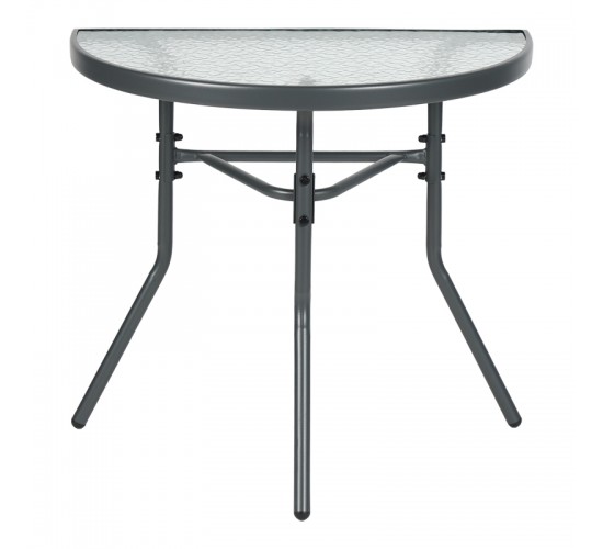 Τραπέζι ημικυκλικό Bion γυαλί-μέταλλο σε ανθρακί απόχρωση 70x40x65εκ Υλικό: WATER WAVE TEMPERED GLASS - TUBE 24X0.8MM 130-000200