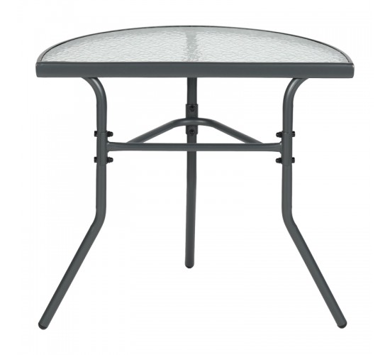 Τραπέζι ημικυκλικό Bion γυαλί-μέταλλο σε ανθρακί απόχρωση 70x40x65εκ Υλικό: WATER WAVE TEMPERED GLASS - TUBE 24X0.8MM 130-000200
