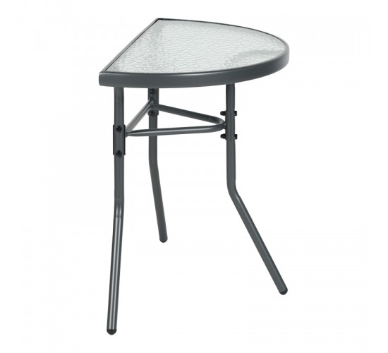 Τραπέζι ημικυκλικό Bion γυαλί-μέταλλο σε ανθρακί απόχρωση 70x40x65εκ Υλικό: WATER WAVE TEMPERED GLASS - TUBE 24X0.8MM 130-000200