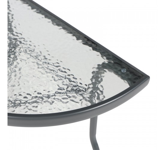 Τραπέζι ημικυκλικό Bion γυαλί-μέταλλο σε ανθρακί απόχρωση 70x40x65εκ Υλικό: WATER WAVE TEMPERED GLASS - TUBE 24X0.8MM 130-000200