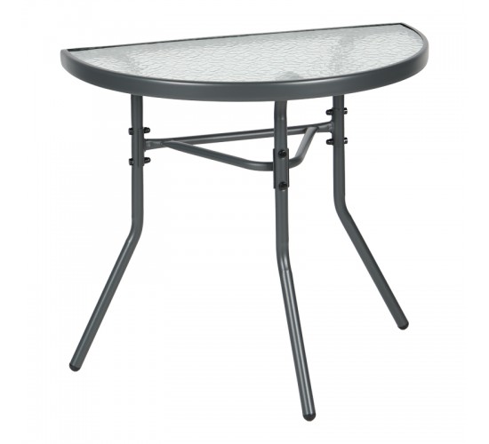 Τραπέζι ημικυκλικό Bion γυαλί-μέταλλο σε ανθρακί απόχρωση 70x40x65εκ Υλικό: WATER WAVE TEMPERED GLASS - TUBE 24X0.8MM 130-000200