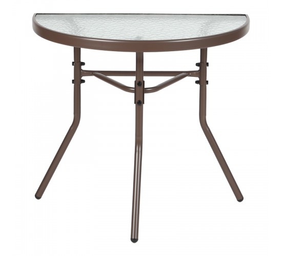 Τραπέζι ημικυκλικό Bion γυαλί-μέταλλο σε καφέ απόχρωση 70x40x65εκ Υλικό: WATER WAVE TEMPERED GLASS - TUBE 24X0.8MM 130-000201
