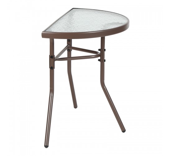 Τραπέζι ημικυκλικό Bion γυαλί-μέταλλο σε καφέ απόχρωση 70x40x65εκ Υλικό: WATER WAVE TEMPERED GLASS - TUBE 24X0.8MM 130-000201