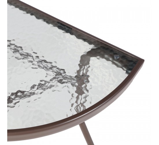 Τραπέζι ημικυκλικό Bion γυαλί-μέταλλο σε καφέ απόχρωση 70x40x65εκ Υλικό: WATER WAVE TEMPERED GLASS - TUBE 24X0.8MM 130-000201