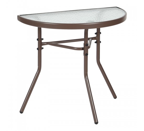 Τραπέζι ημικυκλικό Bion γυαλί-μέταλλο σε καφέ απόχρωση 70x40x65εκ Υλικό: WATER WAVE TEMPERED GLASS - TUBE 24X0.8MM 130-000201