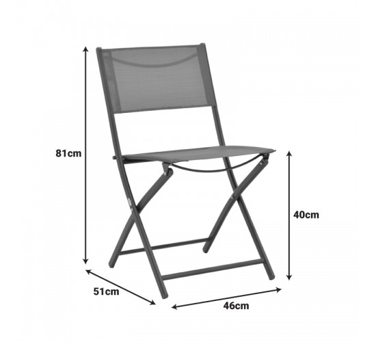 Καρέκλα Jeve πτυσσόμενη σαμπανιζέ μέταλλο και textilene 46x51x81εκ Υλικό: STEEL FRAME - TEXTILENE - TUBE 30X15X0.8MM - 19X13X0.8MM 130-000203