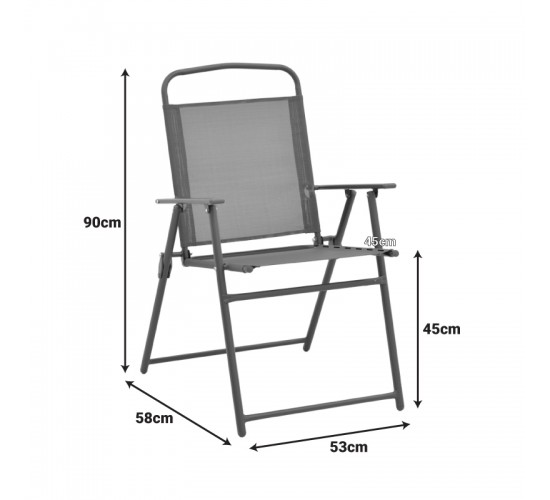 Καρέκλα Vela πτυσσόμενη ανθρακί μέταλλο-textilene σε καφέ απόχρωση 53x58x90εκ Υλικό: STEEL FRAME - TEXTILENE - TUBE 22/42X14MM 130-000204