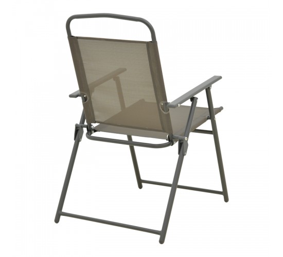 Καρέκλα Vela πτυσσόμενη ανθρακί μέταλλο-textilene σε καφέ απόχρωση 53x58x90εκ Υλικό: STEEL FRAME - TEXTILENE - TUBE 22/42X14MM 130-000204