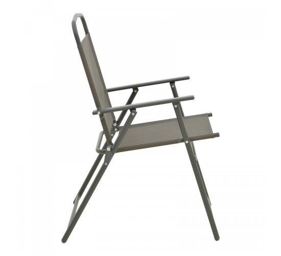 Καρέκλα Vela πτυσσόμενη ανθρακί μέταλλο-textilene σε καφέ απόχρωση 53x58x90εκ Υλικό: STEEL FRAME - TEXTILENE - TUBE 22/42X14MM 130-000204