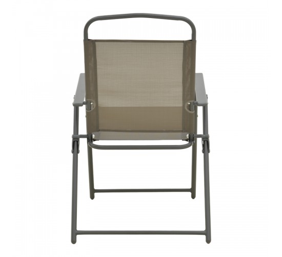 Καρέκλα Vela πτυσσόμενη ανθρακί μέταλλο-textilene σε καφέ απόχρωση 53x58x90εκ Υλικό: STEEL FRAME - TEXTILENE - TUBE 22/42X14MM 130-000204