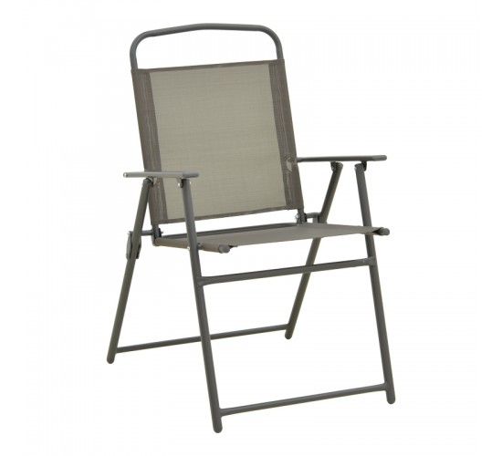 Καρέκλα Vela πτυσσόμενη ανθρακί μέταλλο-textilene σε καφέ απόχρωση 53x58x90εκ Υλικό: STEEL FRAME - TEXTILENE - TUBE 22/42X14MM 130-000204