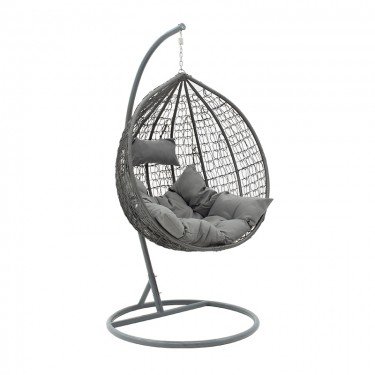 Κούνια Zafer κρεμαστή μέταλλο-pp-μαξιλάρι γκρι 106x103x200εκ Υλικό: METAL - FABRIC - PP 135-000001