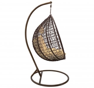 Κούνια Zafer κρεμαστή μέταλλο-pp καφέ σφ.-μαξιλάρι μπεζ 106x103x200εκ Υλικό: METAL - FABRIC - PP 135-000023