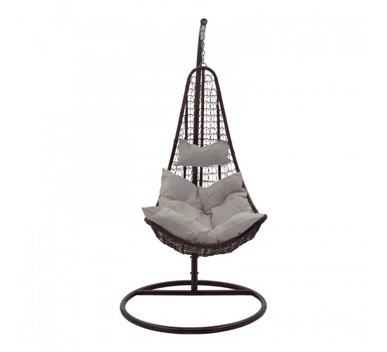 Κούνια Soleil κρεμαστή μέταλλο καφέ-pp καφέ-μαξιλάρι μπεζ 103x83x200εκ Υλικό: METAL - FABRIC - PP 135-000026