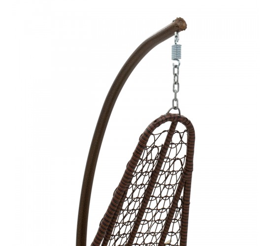 Κούνια Soleil κρεμαστή μέταλλο καφέ-pp καφέ-μαξιλάρι μπεζ 103x83x200εκ Υλικό: METAL - FABRIC - PP 135-000026