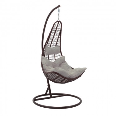 Κούνια Soleil κρεμαστή μέταλλο καφέ-pp καφέ-μαξιλάρι μπεζ 103x83x200εκ Υλικό: METAL - FABRIC - PP 135-000026