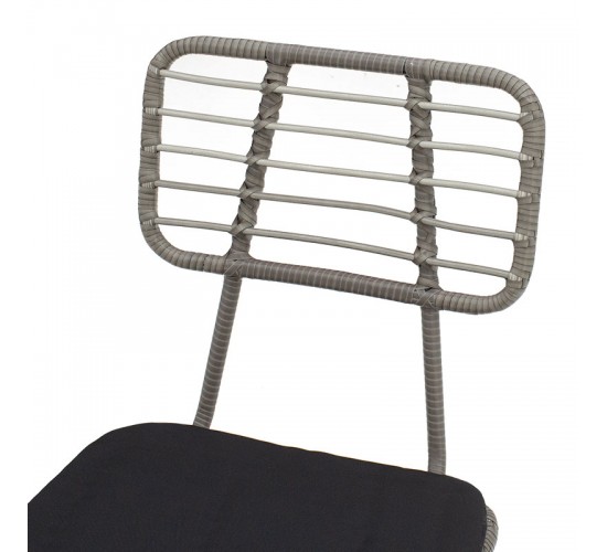 Καρέκλα κήπου Naoki pakoworld μέταλλο μαύρο-pe γκρι