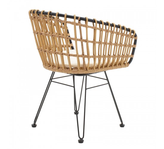 Πολυθρόνα Naoki μαύρο μέταλλο-pe φυσικό Υλικό: METAL-PE RATTAN 140-000015