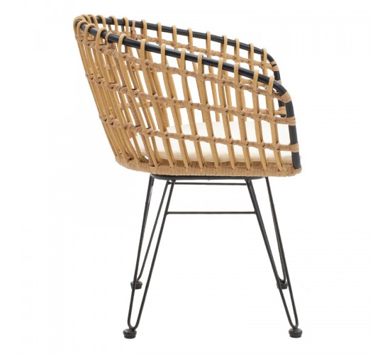 Πολυθρόνα Naoki μαύρο μέταλλο-pe φυσικό Υλικό: METAL-PE RATTAN 140-000015