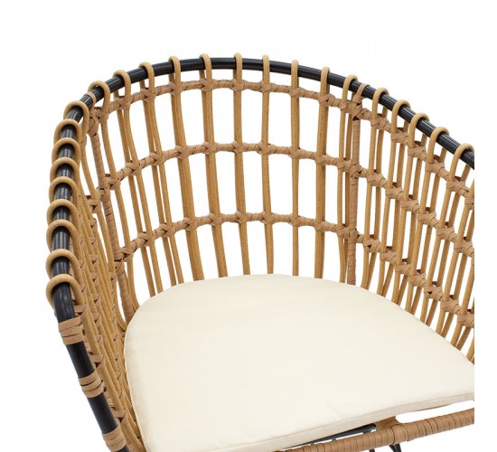 Πολυθρόνα Naoki μαύρο μέταλλο-pe φυσικό Υλικό: METAL-PE RATTAN 140-000015