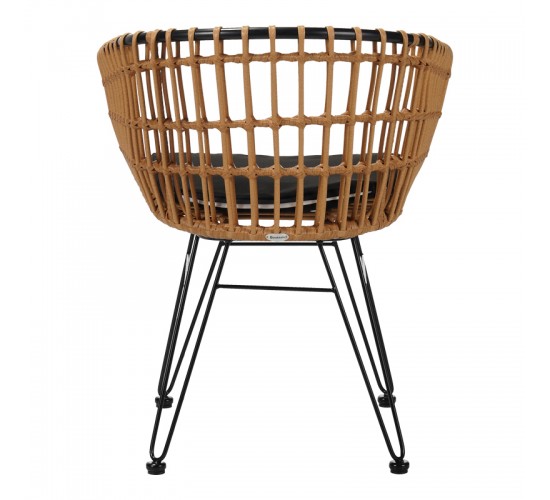 Πολυθρόνα Naoki μαύρο μέταλλο-pe φυσικό Υλικό: METAL-PE RATTAN 140-000015