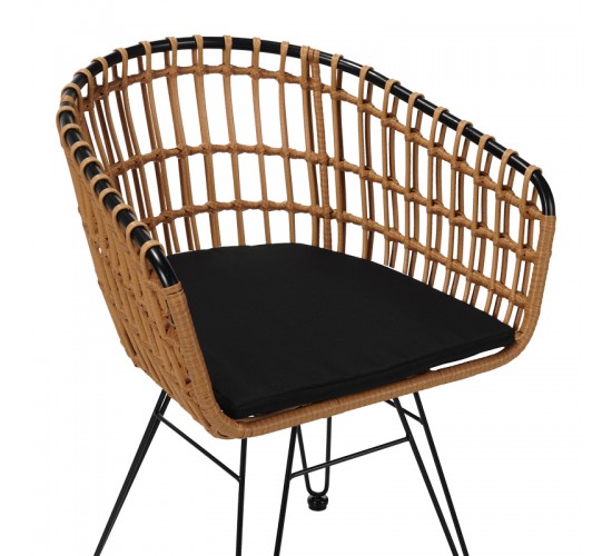 Πολυθρόνα Naoki μαύρο μέταλλο-pe φυσικό Υλικό: METAL-PE RATTAN 140-000015