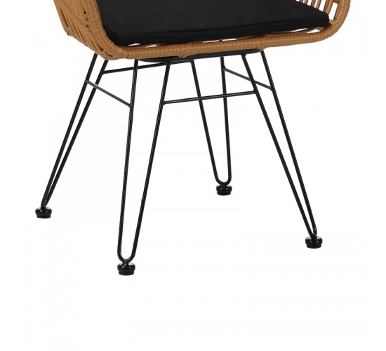 Πολυθρόνα Naoki μαύρο μέταλλο-pe φυσικό Υλικό: METAL-PE RATTAN 140-000015