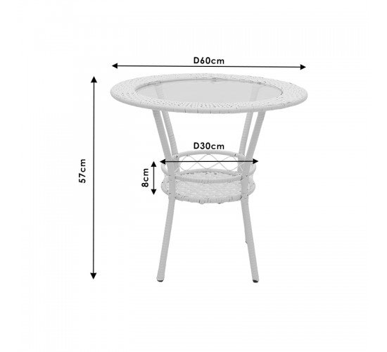 Σαλόνι κήπου Saylor σετ 3τεμ μέταλλο-pe rattan καφέ Υλικό: METAL- PE RATTAN - GLASS 140-000028