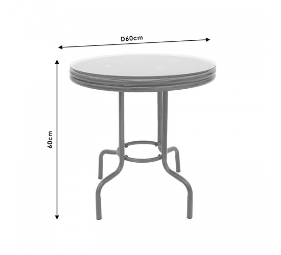 Τραπέζι κήπου Paula μέταλλο-rattan καφέ Φ60x60εκ Υλικό: METAL - GLASS- PE RATTAN 140-000030