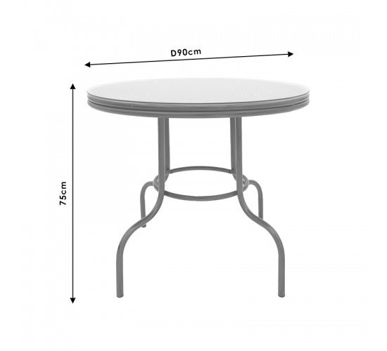 Τραπέζι κήπου Paula μέταλλο-rattan καφέ Φ90x75εκ Υλικό: METAL - GLASS - PE RATTAN 140-000031