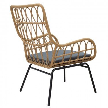 Πολυθρόνα Naoki μέταλλο μαύρο-pe φυσικό-μαξιλάρι Υλικό: METAL-PE RATTAN-FABRIC 140-000045
