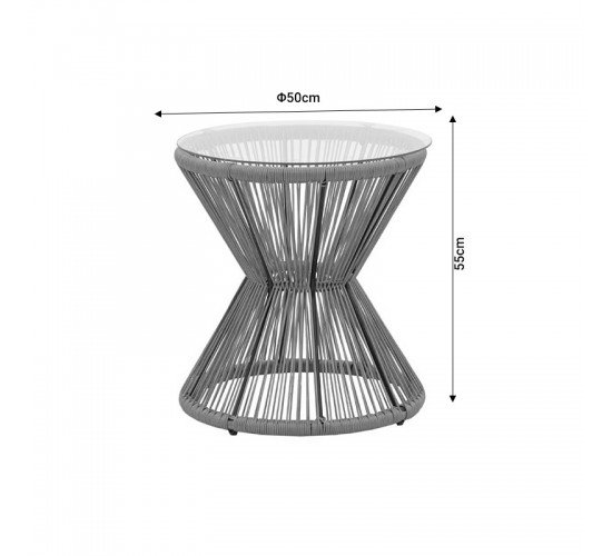 Τραπέζι Mabil rattan φυσικό-γυαλί Φ50x55εκ Υλικό: METAL - GLASS - PE RATTAN 140-000053 Τραπέζι Mabil rattan φυσικό-γυαλί Φ50x55εκ Υλικό: METAL - GLASS - PE RATTAN 140-000053