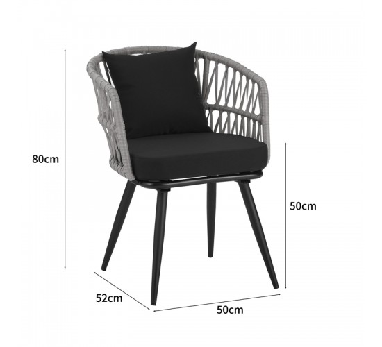 Τραπεζαρία Naoki σετ 5 τεμ γυάλινο- pe rattan σε φυσική απόχρωση με μαυρα πόδια 140x80x78εκ Υλικό: METAL-GLASS- PE RATTAN 140-000064