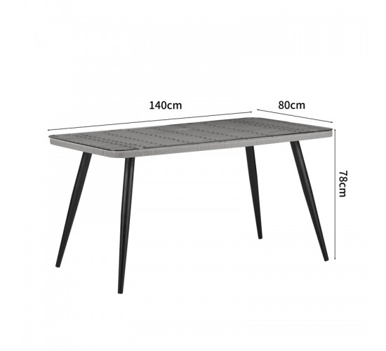 Τραπεζαρία Naoki σετ 5 τεμ γυάλινο- pe rattan σε φυσική απόχρωση με μαυρα πόδια 140x80x78εκ Υλικό: METAL-GLASS- PE RATTAN 140-000064