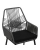 Πολυθρόνα Tanish pe rattan σε γκρι απόχρωση με μαύρα μεταλλικά πόδια 58x58.5x87εκ Υλικό: METAL - PE RATTAN - FABRIC - CUSHION 140-000070