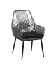 Πολυθρόνα Tanish pe rattan σε γκρι απόχρωση με μαύρα μεταλλικά πόδια 58x58.5x87εκ Υλικό: METAL - PE RATTAN - FABRIC - CUSHION 140-000070